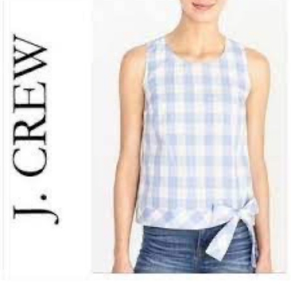 J. Crew Tops - J Crew plus size 22w gingham light blue and white sleeveless top